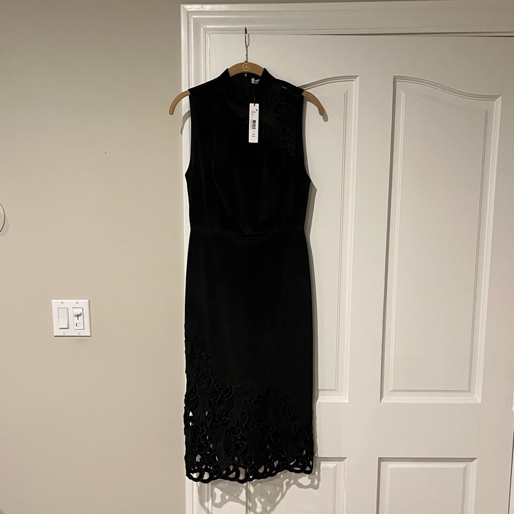 Alice + Olivia black velvet sheath dress new with tags